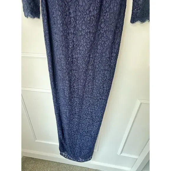 NWT Adriana Papel Long Sleeve Navy blue lace Maxi Dress size 6 - Picture 11 of 12